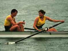 1995 Australian Women's Pair relax after win