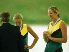 1995 Emily Haynes and Shea Crumlin with medals